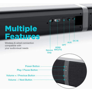 Bluetooth Sound bar for TV, 50W Sound Bar with 4 Drivers and Remote Control, Home Audio TV Speakers Sound Bar with Arc/Optical/AUX Connect Cowinaudio 