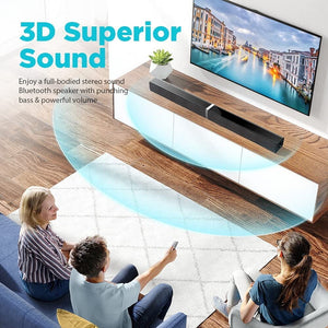 Bluetooth Sound bar for TV, 50W Sound Bar with 4 Drivers and Remote Control, Home Audio TV Speakers Sound Bar with Arc/Optical/AUX Connect Cowinaudio 