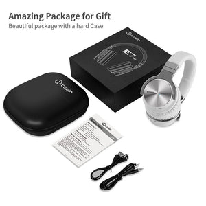COWIN E7 PRO [2018 Upgraded] Active Noise Cancelling Headphones Bluetooth Headphones with Microphone Deep Bass Wireless Headphones Over Ear 30H Playtime - White Cowinaudio 