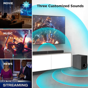 Cowin sound bar for smart TV, 120W sound bar with subwoofer, bluetooth 5.0 soundbar and deep bass, 2 in 1 separable bluetooth soundbar home theater speaker Cowinaudio 