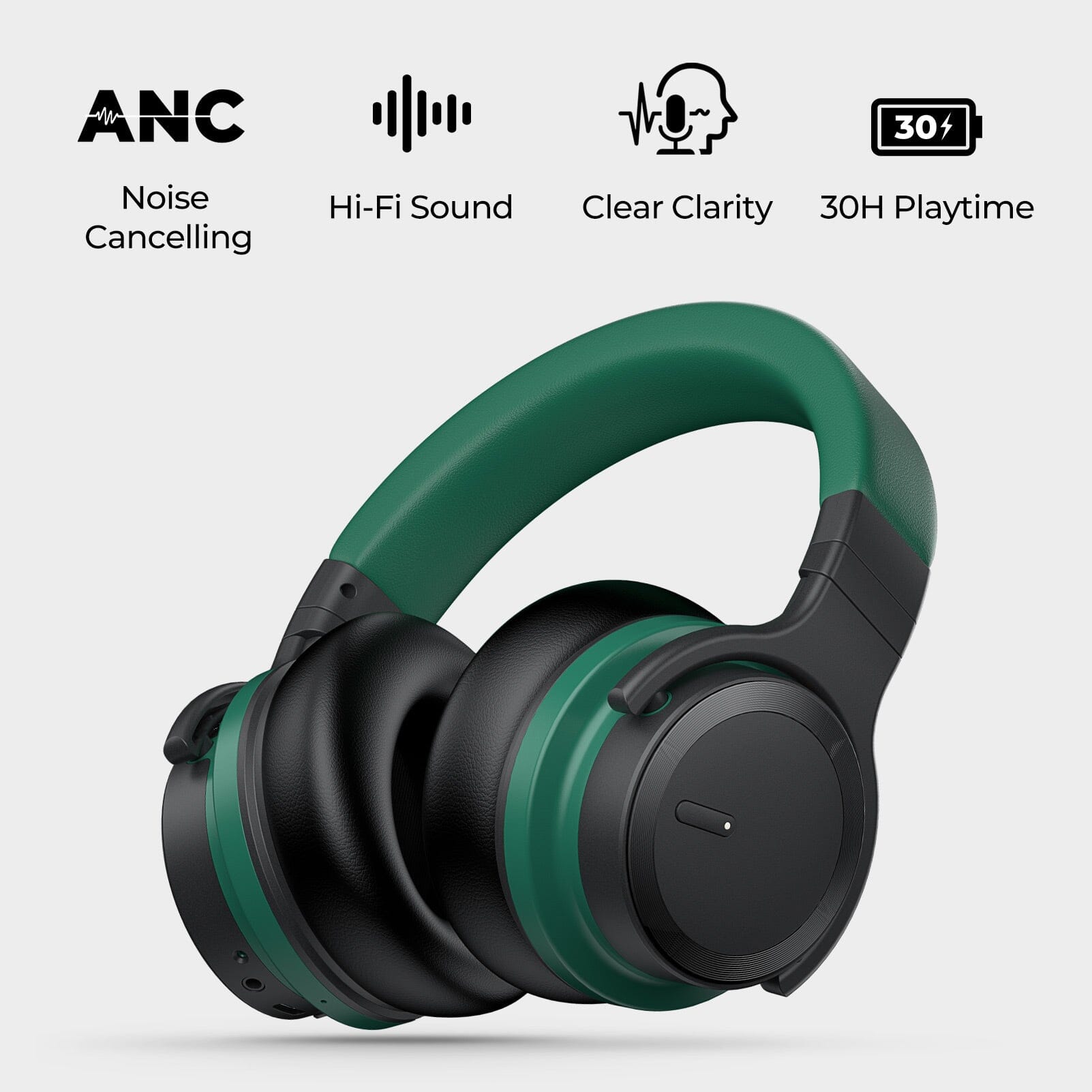 TONEMAC H7Pro Hybrid Active Noise Cancelling Headphones,Over Ear Wireless Bluetooth Headphones,92H Playtime,5-Mic Clear Calls,Lightweight,Foldable,Multipoint Connection,Ideal For Travel Home Office