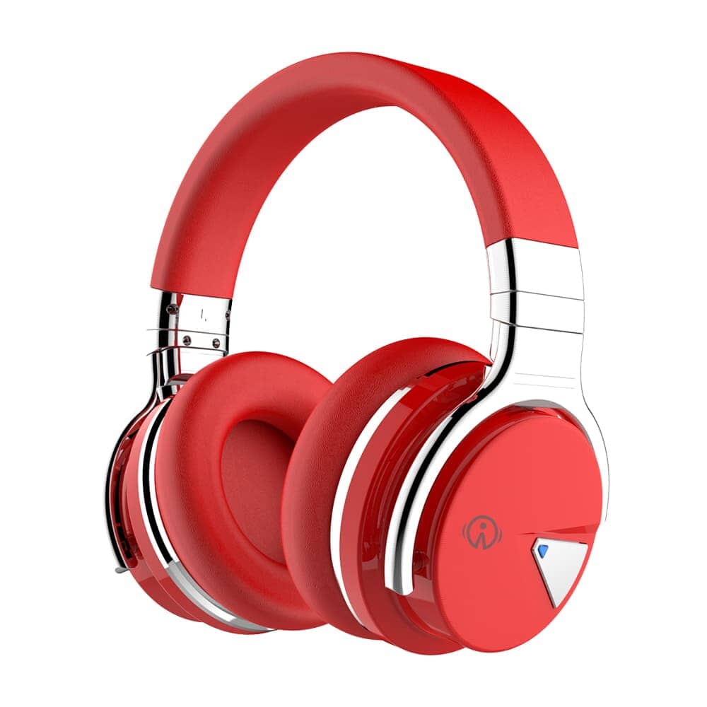 E7 Active Noise Cancelling Wireless Bluetooth Over-ear Headphones，Red Headphone Cowinaudio 