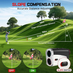 Golf Rangefinder with Slope, 1500 Yards Laser Range Finder, 7X Magnification, with Flagpole Lock Vibration Cowinaudio 