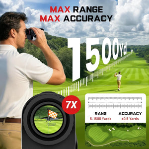 Golf Rangefinder with Slope, 1500 Yards Laser Range Finder, 7X Magnification, with Flagpole Lock Vibration Cowinaudio 