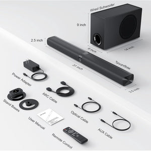 Sound Bar for Smart TV, 120W Sound Bar with Subwoofer, 5.0 Bluetooth Soundbar for TV with Deep Bass & Volume Boost & 3 Equalizer Modes, ARC/Opt/AUX, 2 in 1 Detachable TV Sound Bar, Black Cowinaudio 