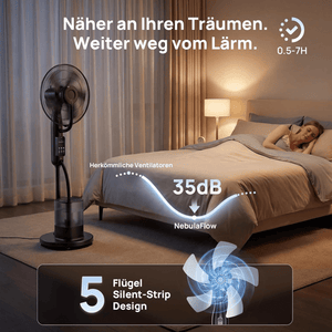 Standventilator mit Wasserkühlung, 2026 Upgrade 4L Wassertank Sprühnebel Ventilator, 7,5H Timer, 5 Geschw&3 Modi, Bodenventilator mit Fernbedienung,für Zuhause, Schlafzimmer, Büro, Terrasse Cowinaudio 