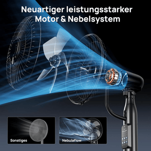 Standventilator mit Wasserkühlung, 2026 Upgrade 4L Wassertank Sprühnebel Ventilator, 7,5H Timer, 5 Geschw&3 Modi, Bodenventilator mit Fernbedienung,für Zuhause, Schlafzimmer, Büro, Terrasse Cowinaudio 