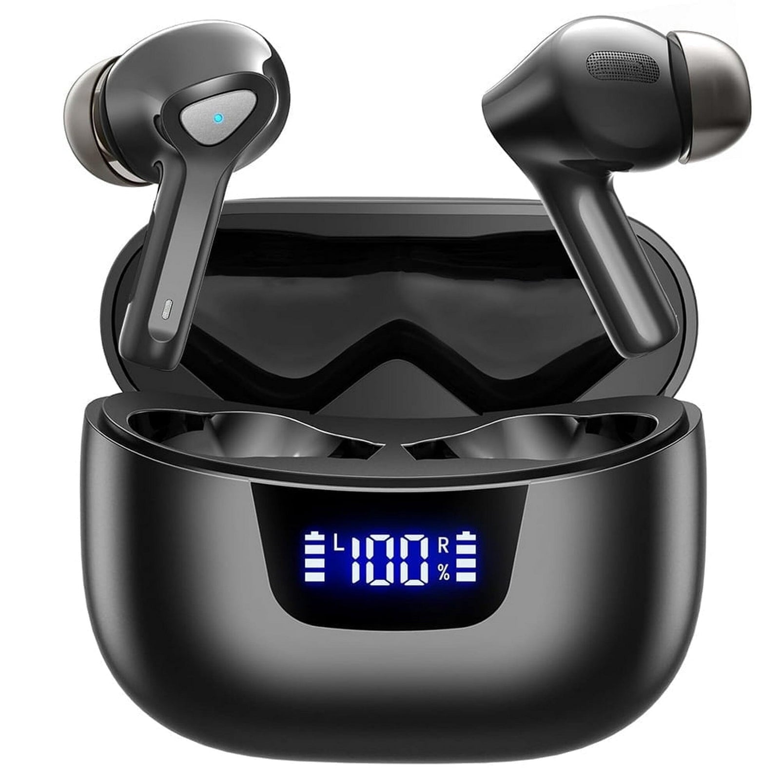 True Wireless Bluetooth Earbuds with Smart LED Display Charging Case , Bluetooth 5.0 Earbuds in-Ear TWS Stereo Headphones, IPX7 Waterproof in Ear Earphones, Black Cowinaudio 