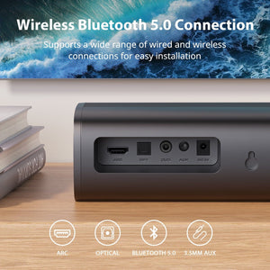 Upgraded Bluetooth Sound Bar for TV with Subwoofer, Deep Bass, ARC/Optical/AUX/Bluetooth Connect, Surround Sound System for PC/Gaming/Projectors/Gift Cowinaudio 