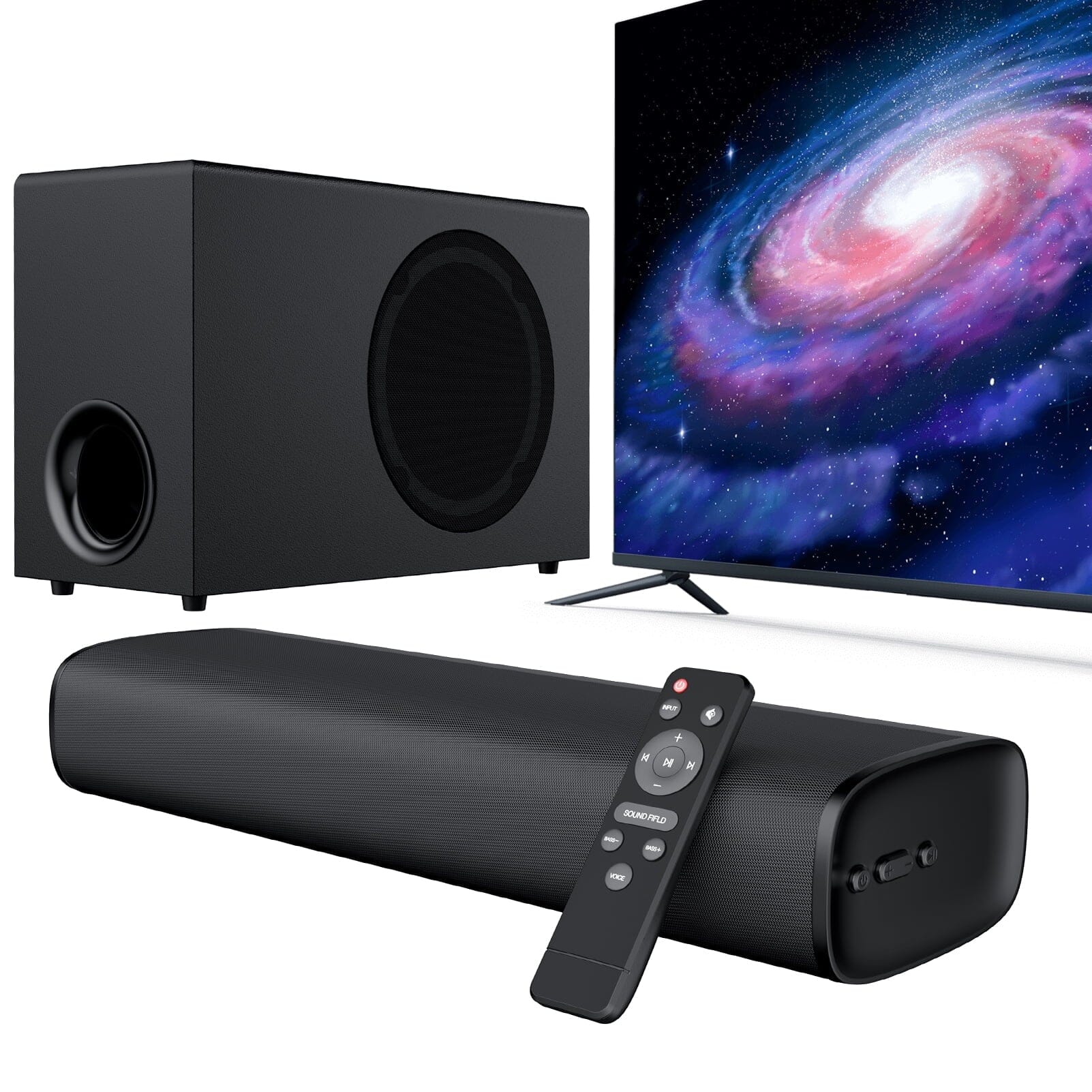 Upgraded Bluetooth Sound Bar for TV with Subwoofer, Deep Bass, ARC/Optical/AUX/Bluetooth Connect, Surround Sound System for PC/Gaming/Projectors/Gift Cowinaudio 