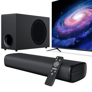 Upgraded Bluetooth Sound Bar for TV with Subwoofer, Deep Bass, ARC/Optical/AUX/Bluetooth Connect, Surround Sound System for PC/Gaming/Projectors/Gift Cowinaudio 