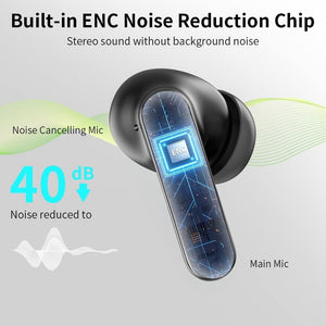 Wireless Earbuds Bluetooth Headphones, with LED Display Charging Case, Waterproof In-Ear Earphones with Mic for iPhone /Android /PC /Laptop, Black Cowinaudio 