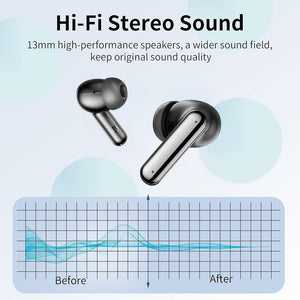 Wireless Earbuds Bluetooth Headphones, with LED Display Charging Case, Waterproof In-Ear Earphones with Mic for iPhone /Android /PC /Laptop, Black Cowinaudio 