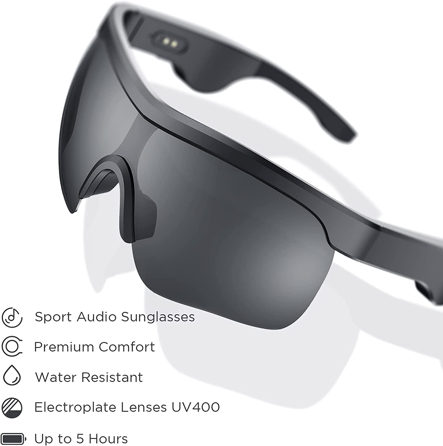 Cowin Sound Shades Smart Audio Sports Sunglasses, Black Cowinaudio 