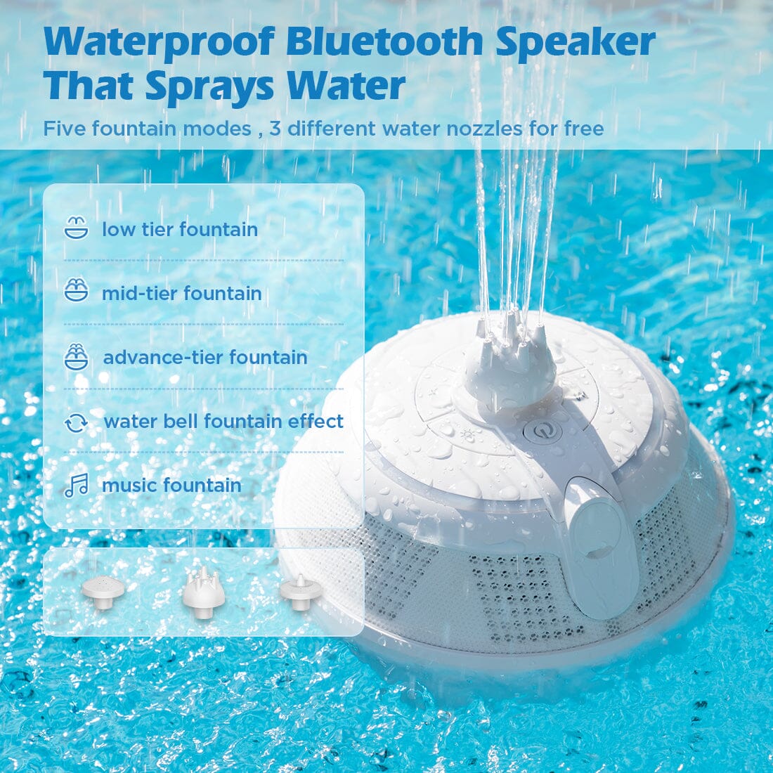 COWIN Whale IPX7 Waterproof Bluetooth Fountain Speaker Cowinaudio White 