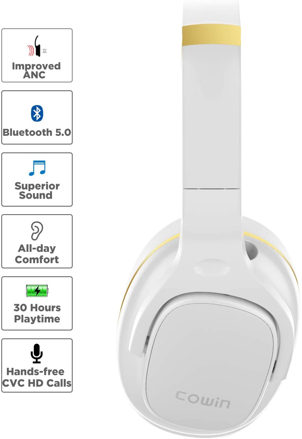 E9 Active Noise Cancelling Wireless Bluetooth Headphones - Cowinaudio